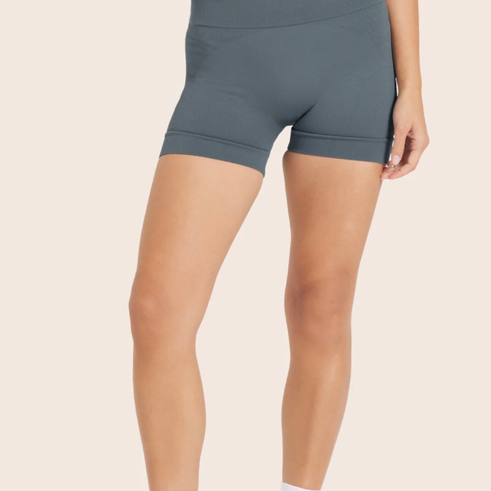 NWOT SET Active Gray Bike Shorts High-Waisted Compression Fit in Slate